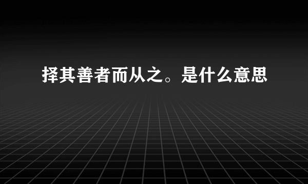 择其善者而从之。是什么意思