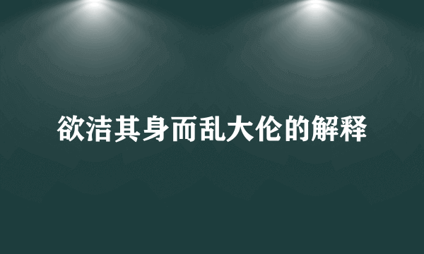 欲洁其身而乱大伦的解释