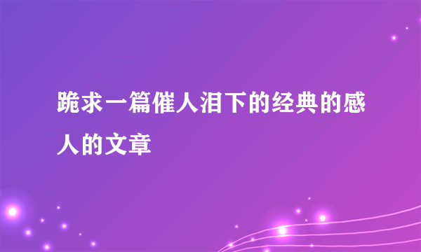 跪求一篇催人泪下的经典的感人的文章