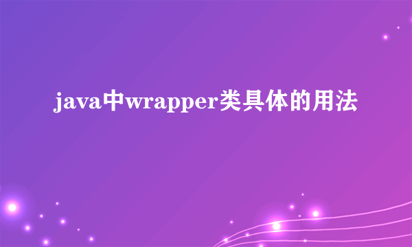 java中wrapper类具体的用法