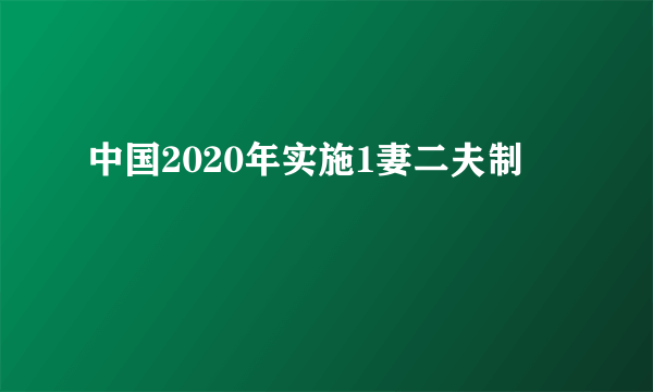 中国2020年实施1妻二夫制