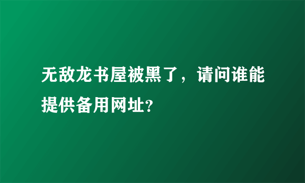 无敌龙书屋被黑了，请问谁能提供备用网址？