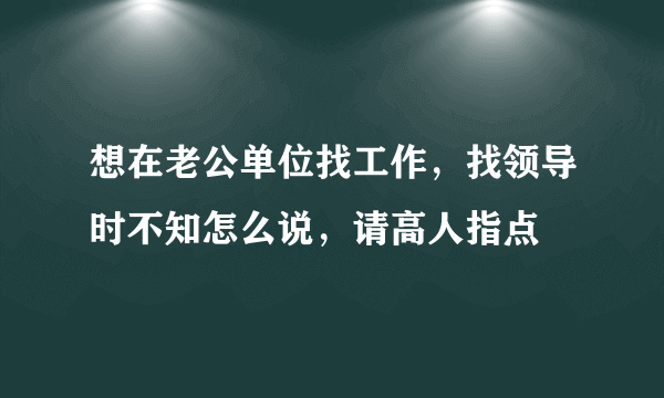 想在老公单位找工作，找领导时不知怎么说，请高人指点