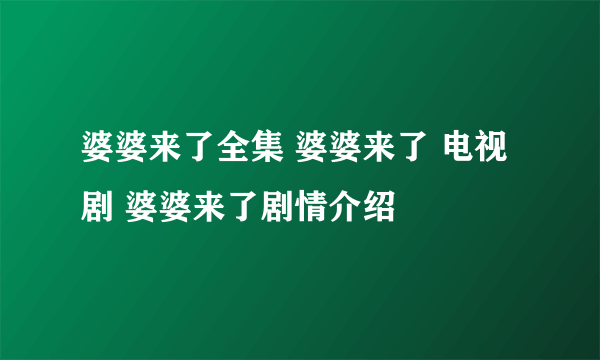 婆婆来了全集 婆婆来了 电视剧 婆婆来了剧情介绍