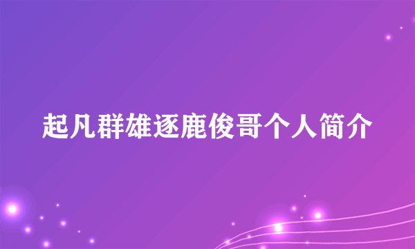 起凡群雄逐鹿俊哥个人简介