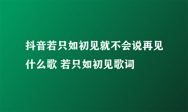 抖音若只如初见就不会说再见什么歌 若只如初见歌词