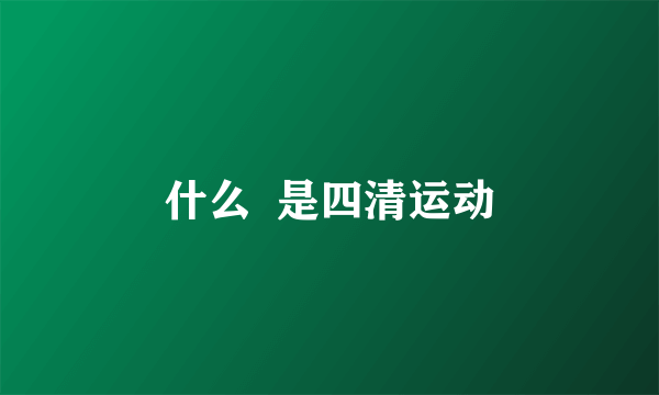 什么  是四清运动