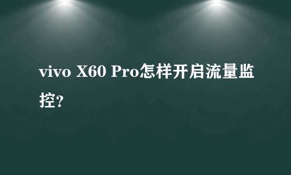 vivo X60 Pro怎样开启流量监控？