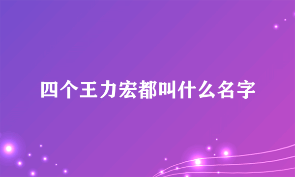 四个王力宏都叫什么名字