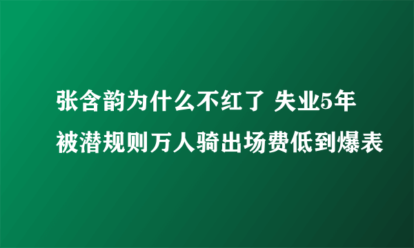 张含韵为什么不红了 失业5年被潜规则万人骑出场费低到爆表