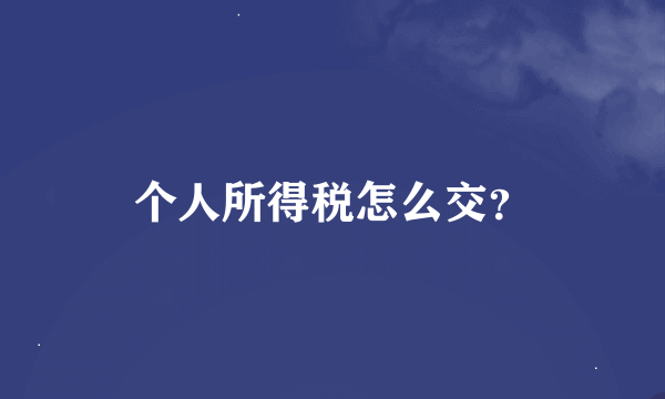 个人所得税怎么交？