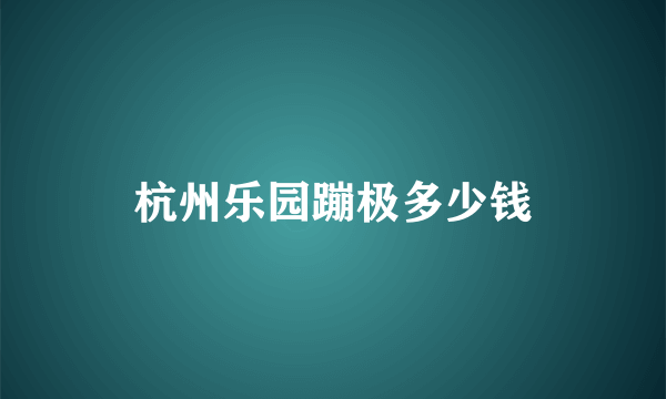 杭州乐园蹦极多少钱