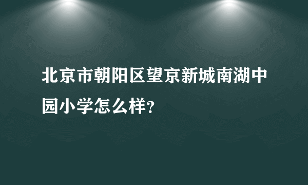 北京市朝阳区望京新城南湖中园小学怎么样？