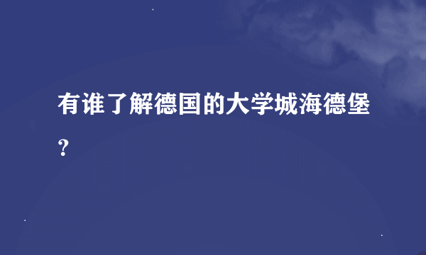 有谁了解德国的大学城海德堡？