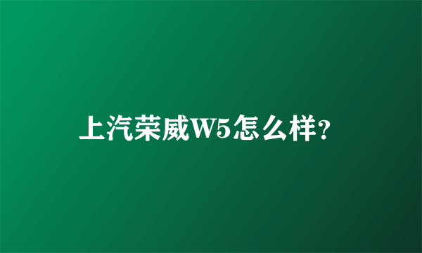 上汽荣威W5怎么样？