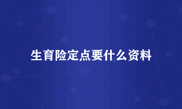 生育险定点要什么资料