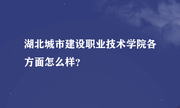 湖北城市建设职业技术学院各方面怎么样？