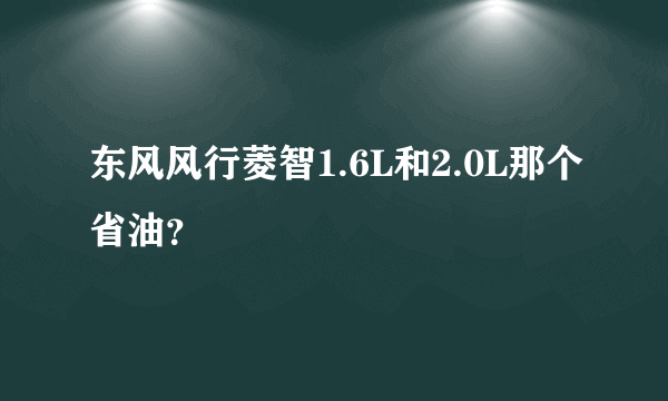 东风风行菱智1.6L和2.0L那个省油？