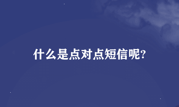 什么是点对点短信呢?