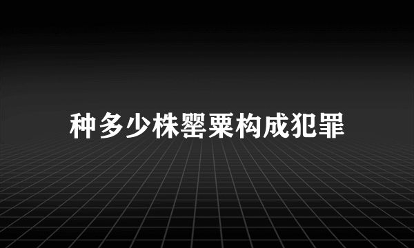 种多少株罂粟构成犯罪