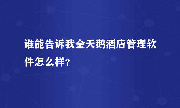 谁能告诉我金天鹅酒店管理软件怎么样？