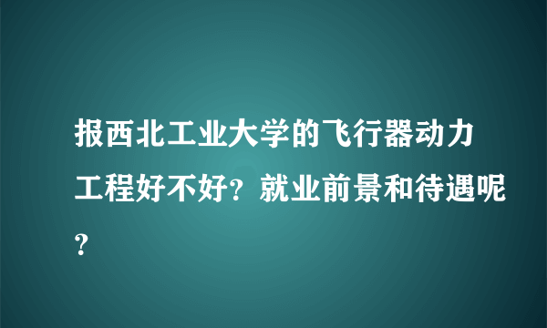 报西北工业大学的飞行器动力工程好不好？就业前景和待遇呢？