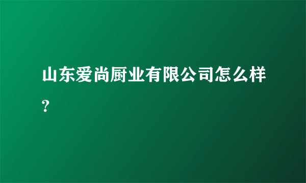 山东爱尚厨业有限公司怎么样？