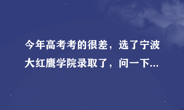 今年高考考的很差，选了宁波大红鹰学院录取了，问一下里面物价怎么样，费用高吗？学习怎么样。