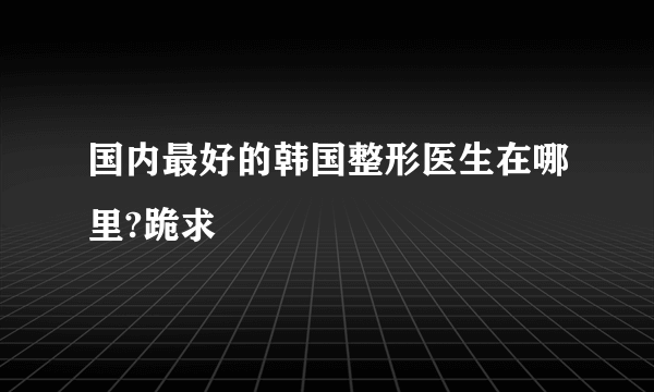 国内最好的韩国整形医生在哪里?跪求