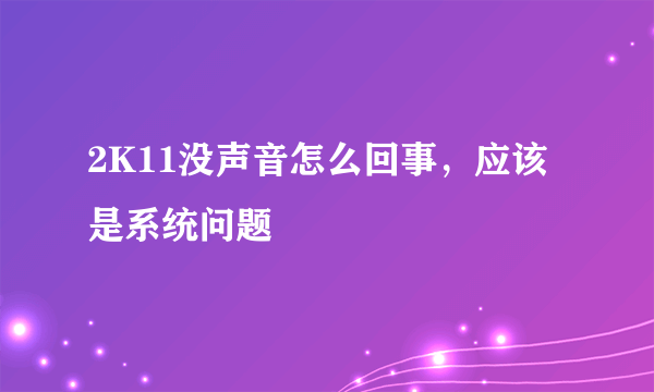 2K11没声音怎么回事，应该是系统问题