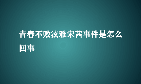 青春不败泫雅宋茜事件是怎么回事