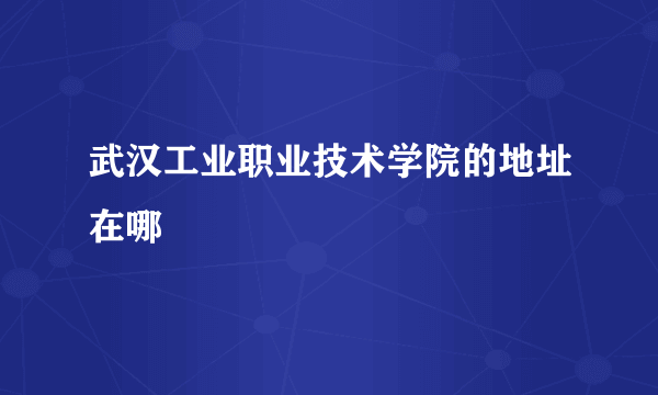 武汉工业职业技术学院的地址在哪