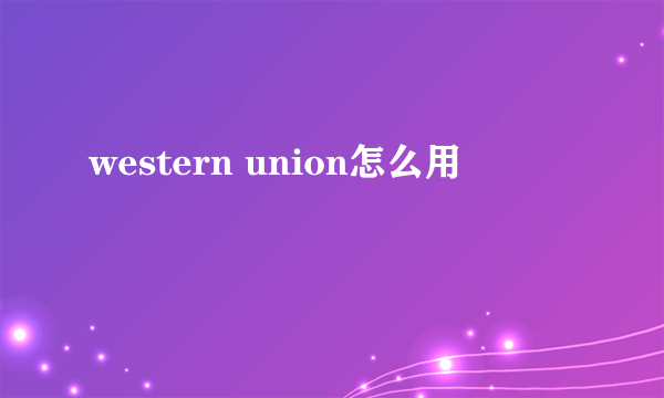 western union怎么用