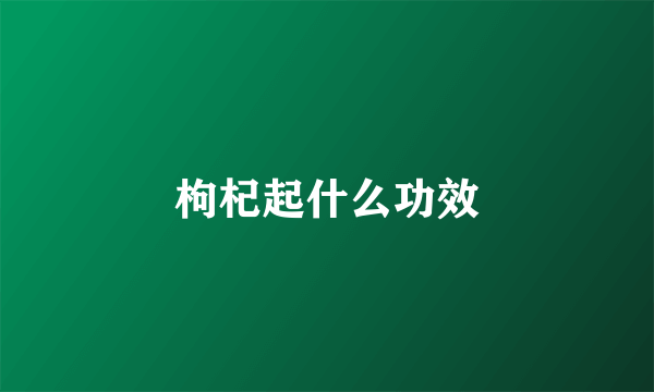 枸杞起什么功效