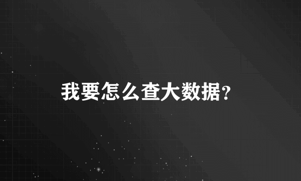 我要怎么查大数据？