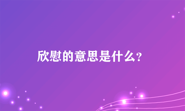 欣慰的意思是什么？