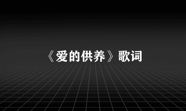 《爱的供养》歌词