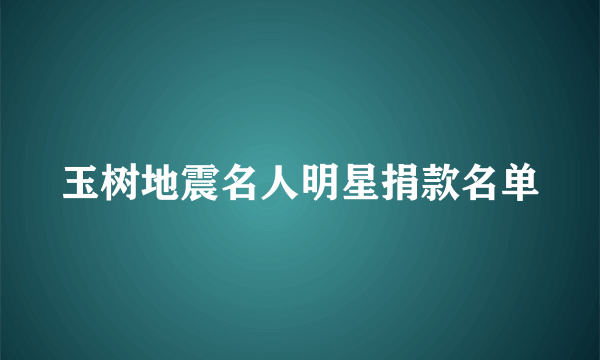 玉树地震名人明星捐款名单