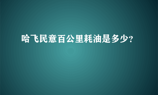 哈飞民意百公里耗油是多少？