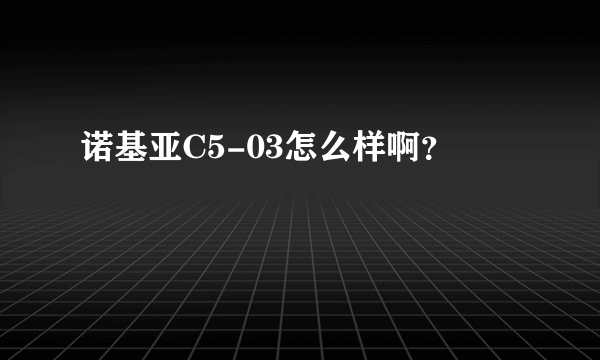 诺基亚C5-03怎么样啊？