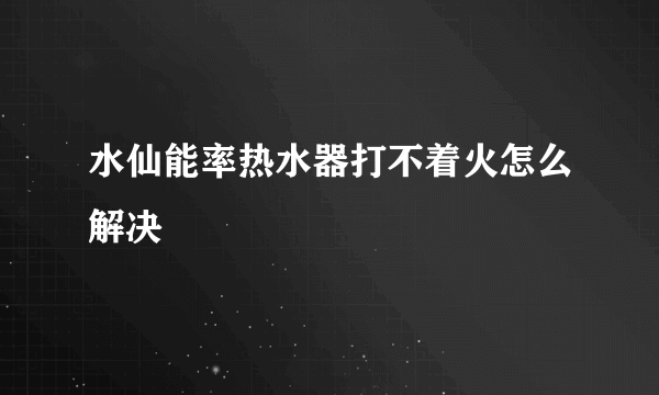 水仙能率热水器打不着火怎么解决