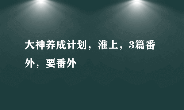 大神养成计划，淮上，3篇番外，要番外