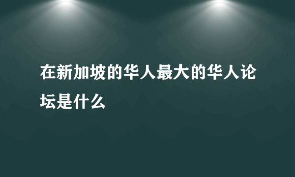 在新加坡的华人最大的华人论坛是什么