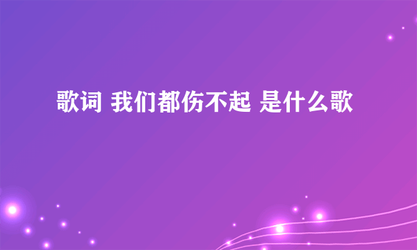 歌词 我们都伤不起 是什么歌