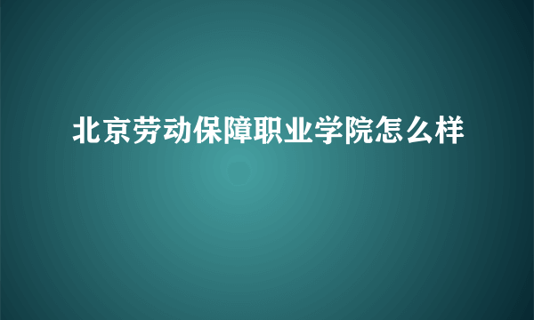 北京劳动保障职业学院怎么样