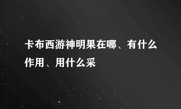 卡布西游神明果在哪、有什么作用、用什么采