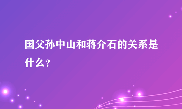 国父孙中山和蒋介石的关系是什么？