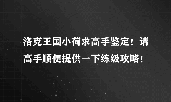 洛克王国小荷求高手鉴定！请高手顺便提供一下练级攻略！