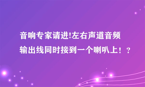 音响专家请进!左右声道音频输出线同时接到一个喇叭上！？