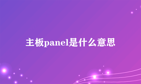 主板panel是什么意思